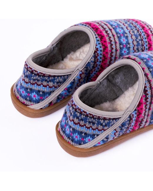 Minnetonka Blue Packaway Fabric Slipper Collabsible Heel