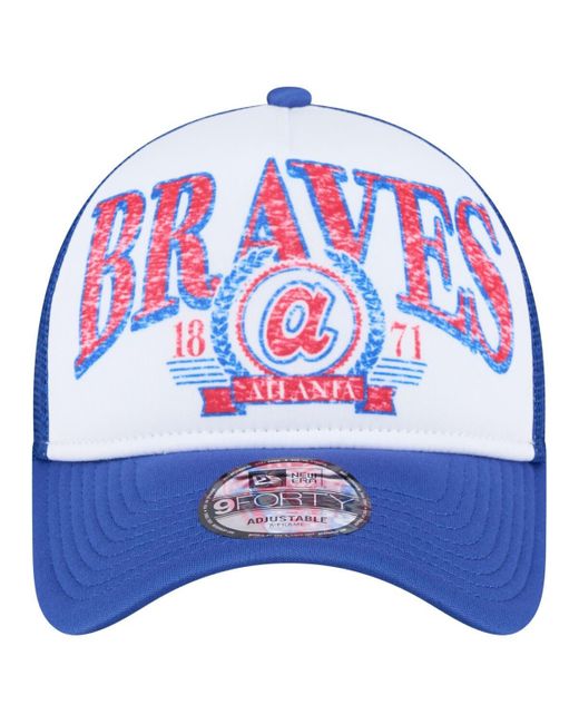 KTZ Blue White/royal Atlanta Braves Trucker A-frame 9forty Adjustable Hat for men