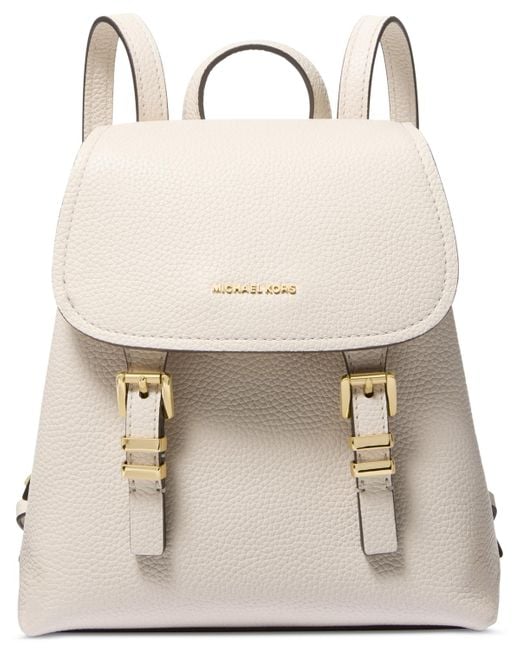 Michael Kors Michael Quinn Leather Flap Backpack in Natural  display picture 2