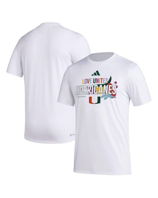 Adidas White X Rich Mnisi Pride Collectionâ Miami Hurricanes Pregame Aeroready T-shirt for men