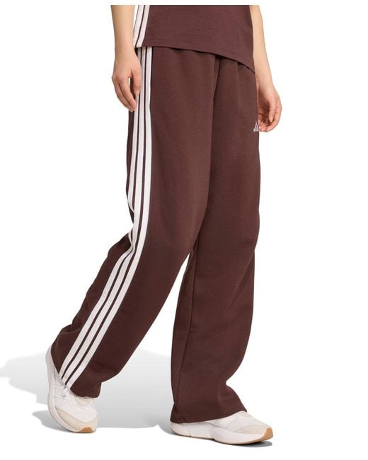 Adidas Brown Essentials 3-stripes Open Hem Pants