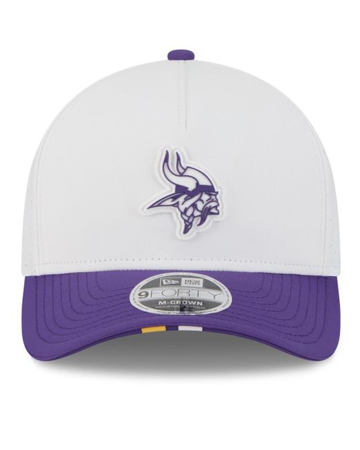KTZ White/purple Minnesota Vikings 2025 Nfl Training Camp A-frame 9forty Adjustable Hat for men