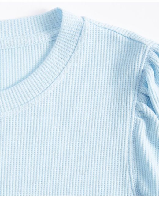On 34th Blue Crewneck Waffle-knit Top