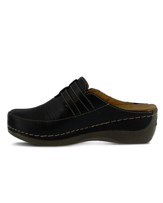 Spring Step Black Happy Multi-strap Leather Slip-on Clogs