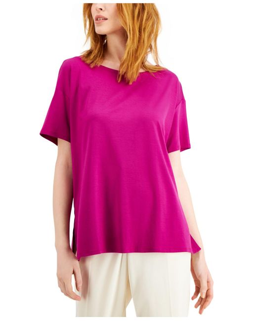 Eileen Fisher Multicolor Short-sleeve Knit Top