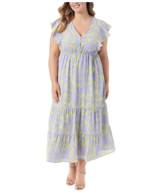Jessica Simpson Blue Trendy Plus Size Kariana Flutter-sleeve Dress