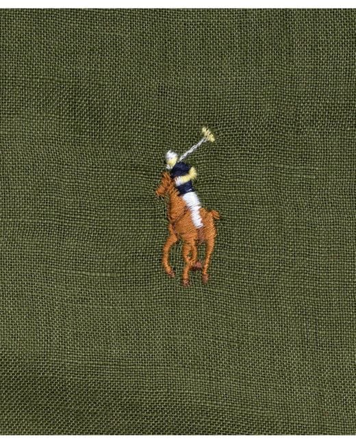 Polo Ralph Lauren Green Washed Linen Blend Scarf for men
