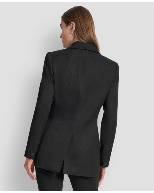 DKNY Black Double-breasted Basket-weave Jacket