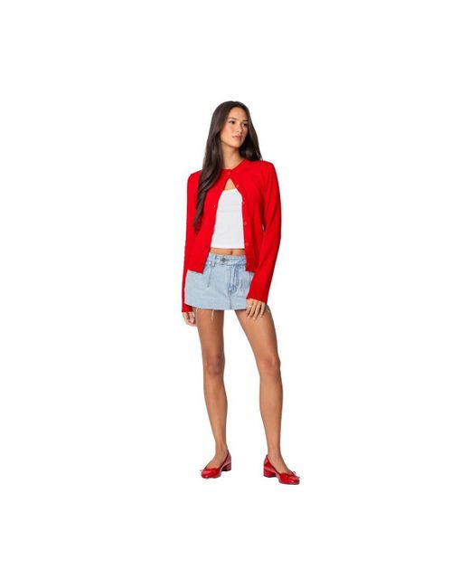 Edikted Red Hollie Button Up Cardigan