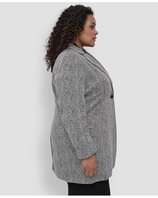 DKNY Gray Plus Size Double D Topper Blazer