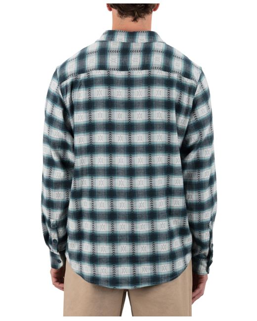 Hurley Blue Portland Stretch Flannel Long Sleeve Shirt for men