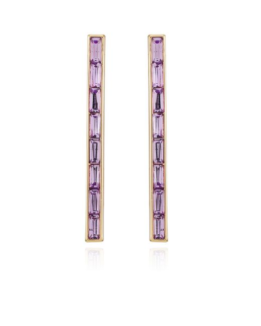 Vince Camuto Pink Tone Glass Stone Baguette Stick Drop Earrings