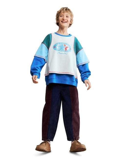 Desigual Blue Boys's Patchwork Denim Trousers for men