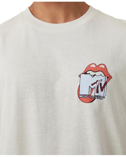 Cotton On White Mtv X Rolling Stones Loose Fit T-shirt for men