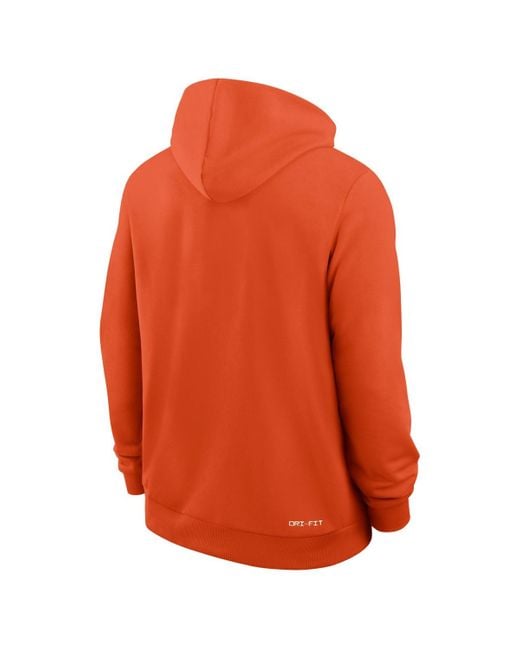 Nike Orange Clemson Tigers 2025 Sideline Standard Issue Dri-fit Hoodie for men