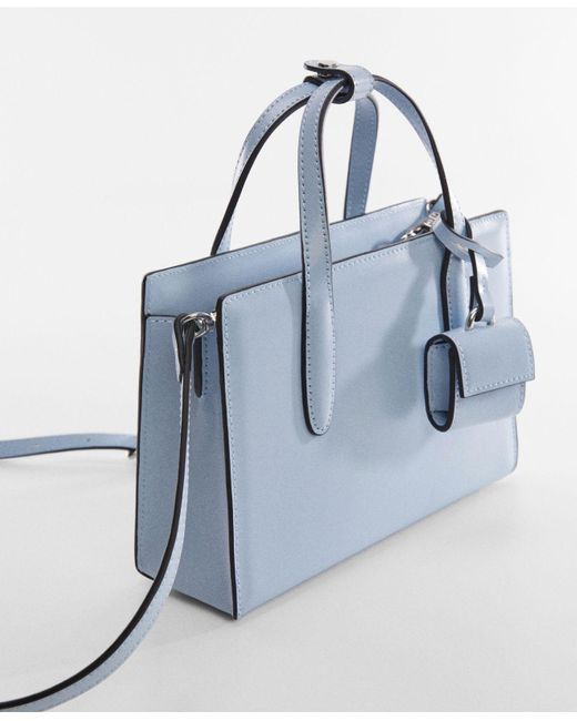 Mango Saffiano-effect Small Shopper Bag in Blue | Lyst