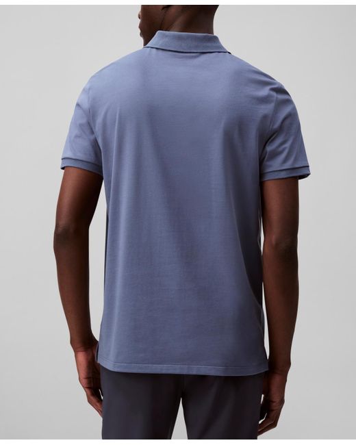 Calvin Klein Blue Regular-fit Smooth Cotton Monogram Logo Polo Shirt for men