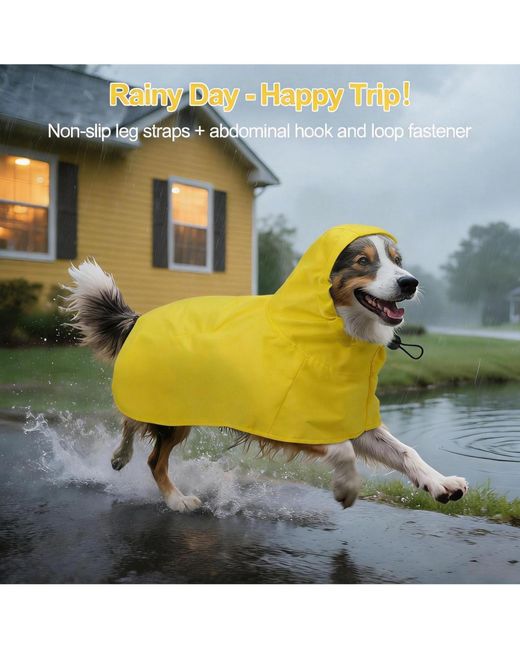 Aronkl Yellow Waterproof Windproof Dog Rain Jacket