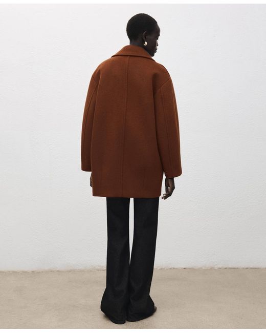 Mango Brown Buttons Wool Blend Coat