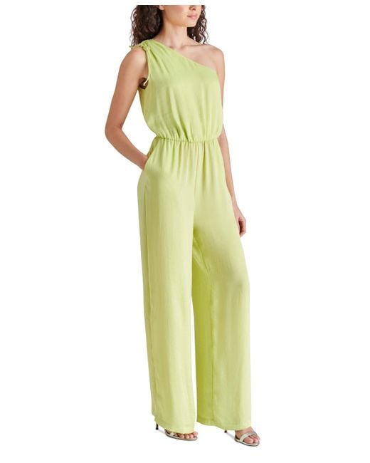 Steve Madden Green Adele One-shoulder Jumpsuit