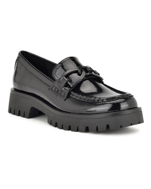 Nine West Black Gables Chain Lug Sole Loafers