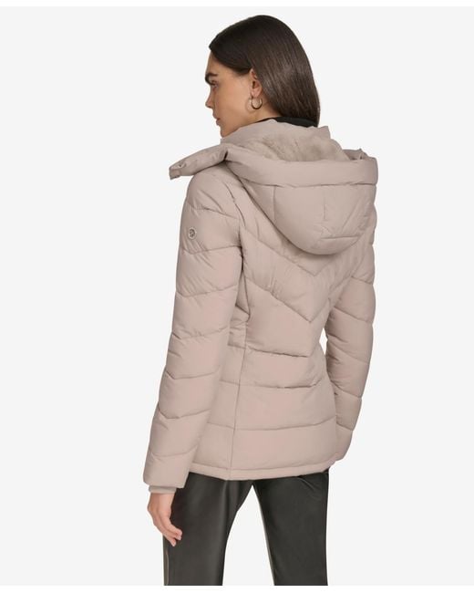 Calvin Klein Natural Short Zip Front Puffer Jacket