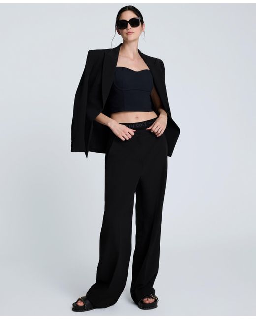 Kenneth Cole Black Peak Lapel One-button Blazer