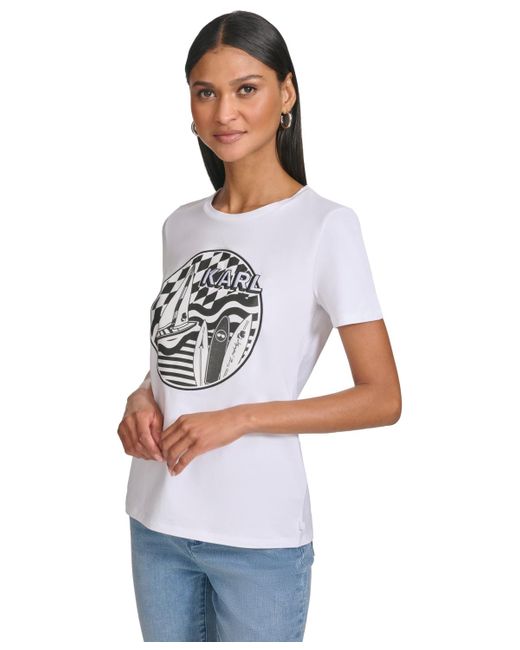 Karl Lagerfeld White Surfer Graphic T-shirt