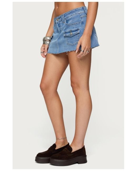 Edikted Blue Lury Denim Mini Skort