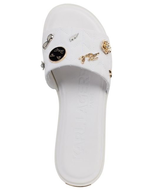 Karl Lagerfeld Black Carenza Pins Flat Slide Sandals
