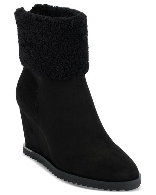 DKNY Black Powell Wedge Booties
