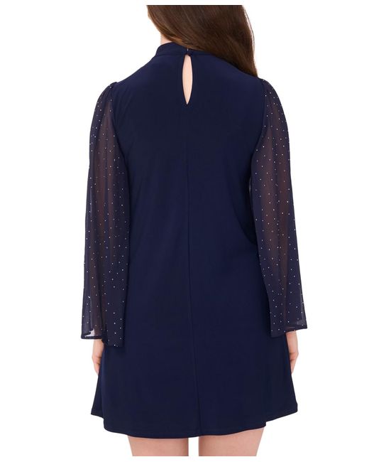 Msk Petite Jersey Bell Sleeves Mock Neck Shift Dress in Blue | Lyst