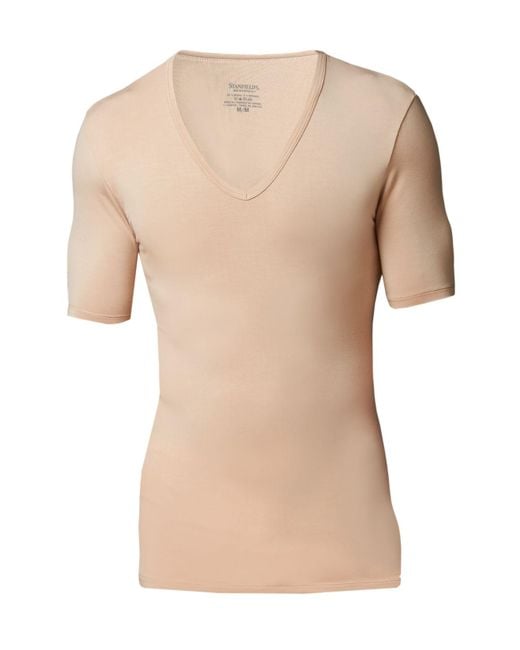 Stanfield's Synthetic Invisible Deep Vneck Undershirt in Beige