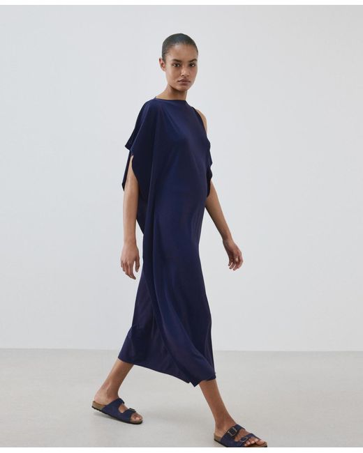Mango Blue Ruffled Detail Caftan