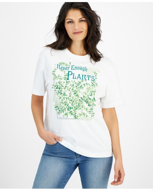 Macy's Green Flower Show Cotton Graphic T-shirt
