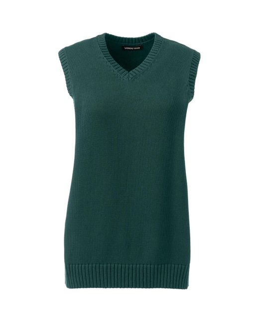 Lands' End Green School Uniform Cotton Modal Sweater Vest