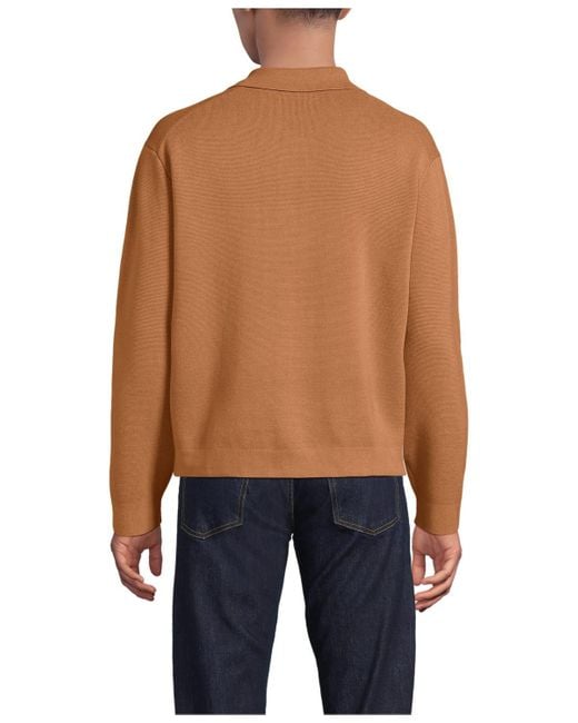 Lands' End Blue Long Sleeve Fine Gauge Cotton Full Zip Chore Coat for men
