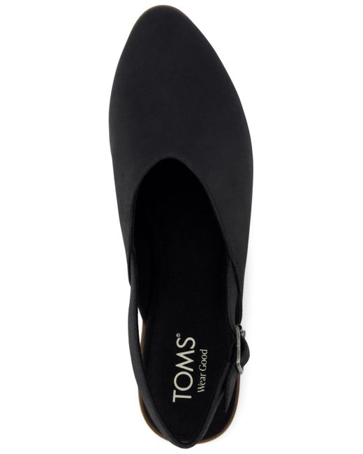 TOMS Black Jade Slingback Pointed Toe Flats
