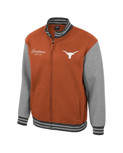 Colosseum Athletics Brown Texas Longhorns Ambi-turner Full-zip Varsity Jacket for men