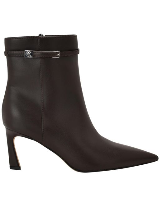 Calvin Klein Black Alenna Buckle Strap Stiletto Booties