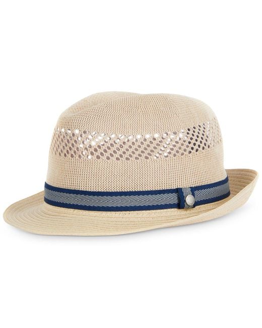 Barbour White Craster Trilby Cut-out Crown Hat for men