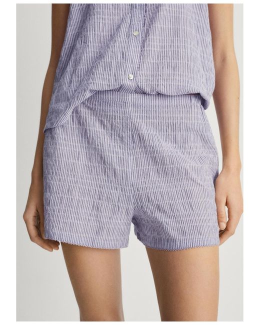 Mango Purple 2-piece Seersucker Stripe Cotton Pajama Set