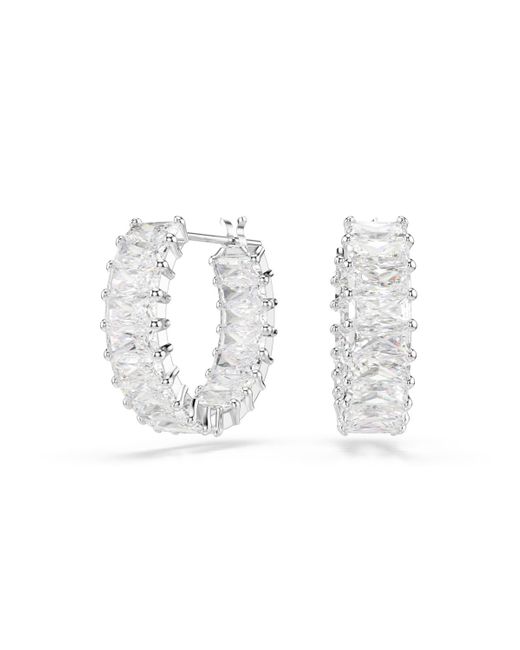Swarovski White Matrix Rhodium Plated Hoop Earrings