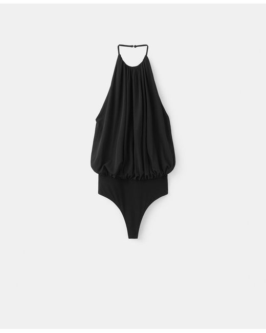 Mango Black Balloon-effect Halter Bodysuit