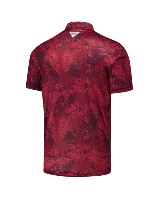 Columbia Red Texas A&m aggies Pfg Super Terminal Tackle Omni-shade Bangalow's Polo Shirt for men