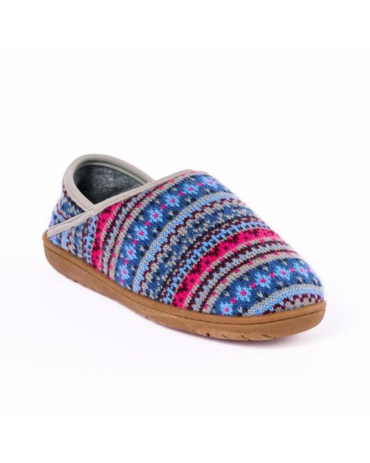 Minnetonka Blue Packaway Fabric Slipper Collabsible Heel