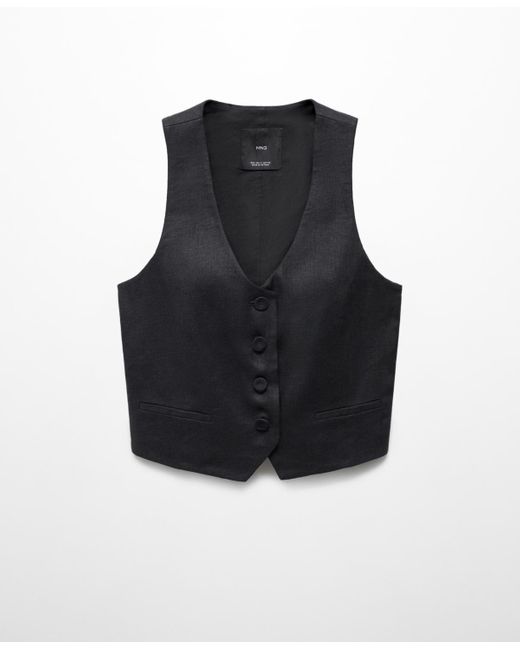 Mango Black Linen Suit Vest
