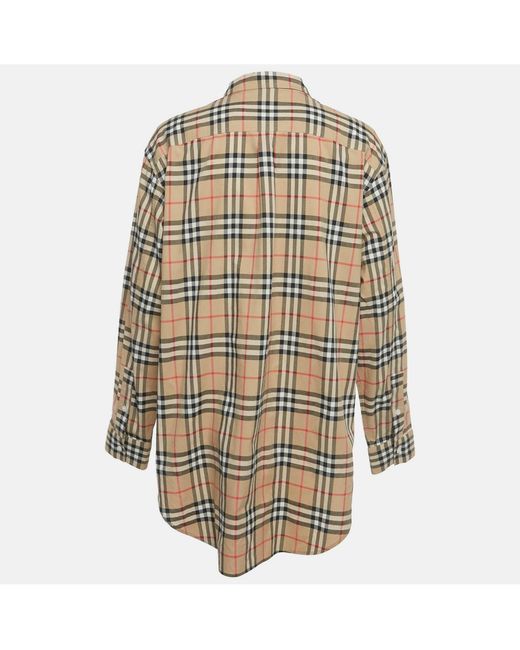 Pre-owned Burberry White Vintage Check Print Cotton Full Sleeve Shirt