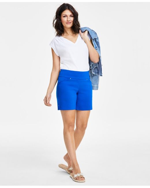 INC International Concepts Blue Mid Rise Pull-on Shorts