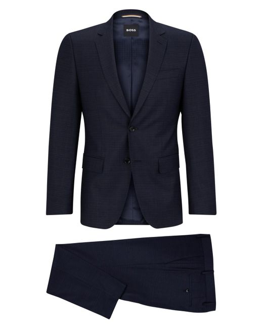 Boss Blue Boss By Slim-fit Checked Suit for men